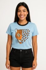 Blusa T-Shirt Onça Pintada 100% Algodão Moda Blogueiras - Imagem 2
