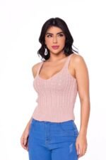 Cropped Trico trança Feminino Com Alcinha