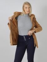 Parka De Sarja Feminina Forrada Casaco Frio Touca - Imagem 3