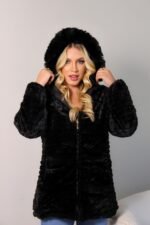 Jaqueta Parka Dupla Face Feminina Nylon Peluciada