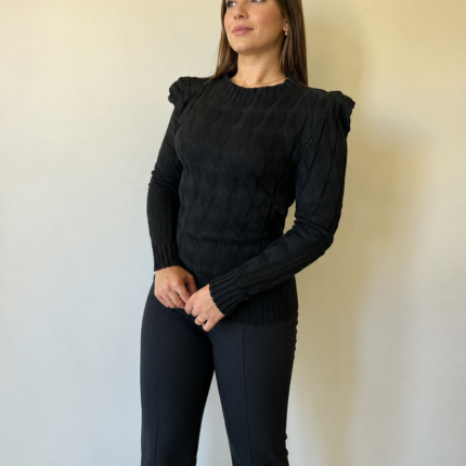 Suéter Tricot Manga Longa com Tranças