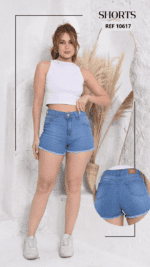 Shorts Jeans com Barra Desfiada Claro