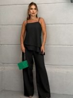 Conjunto Calça Pantalona Blusa Assimétrica Alfaiataria