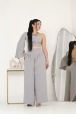 Conjunto Feminino Calça Pantalona e Cropped Manga Mula Manca - Imagem 2