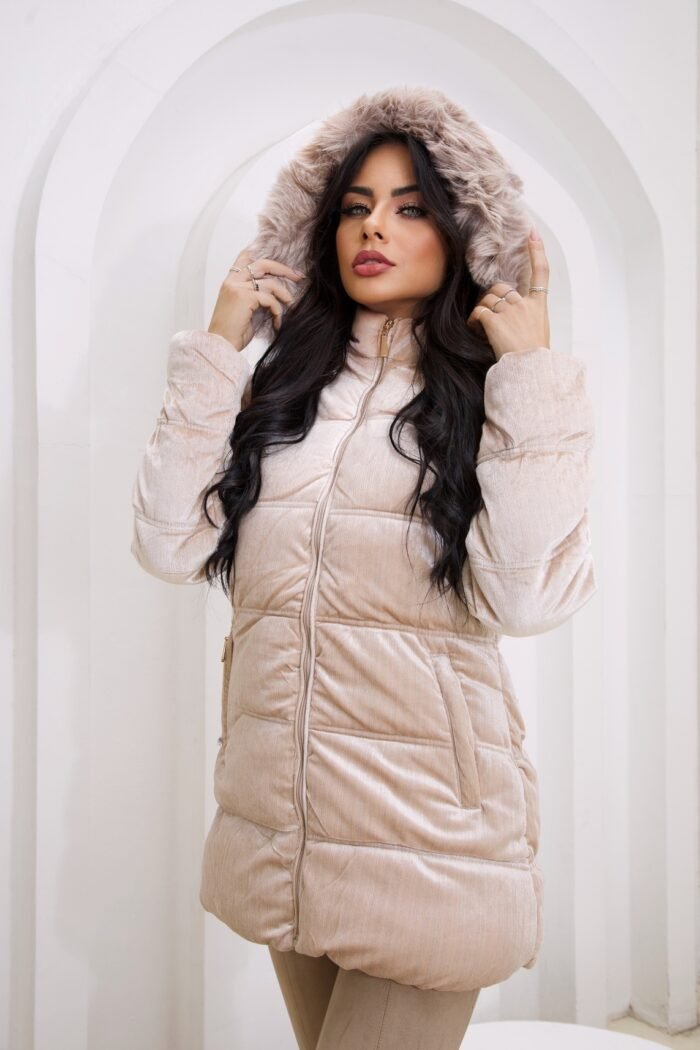 Jaqueta Feminina Parka Veludo/Peluciada Com Capuz - Imagem 2