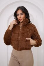 Jaqueta Dupla Face Puffer Pelinho Feminina Forrada - Imagem 3