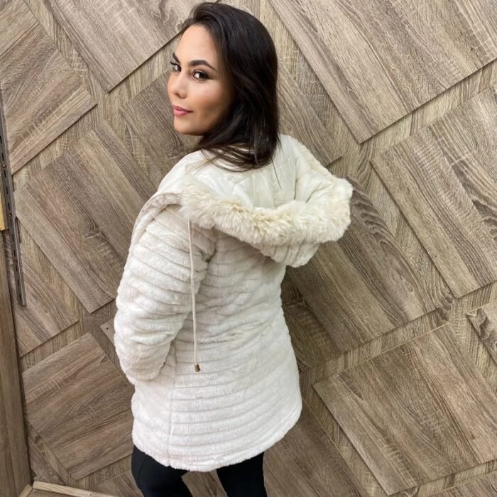 Jaqueta Parka Dupla Face Feminina Nylon Peluciada - Imagem 7