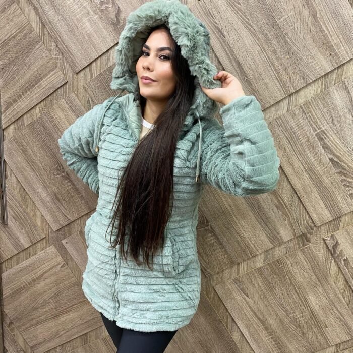 Jaqueta Parka Dupla Face Feminina Nylon Peluciada - Imagem 5