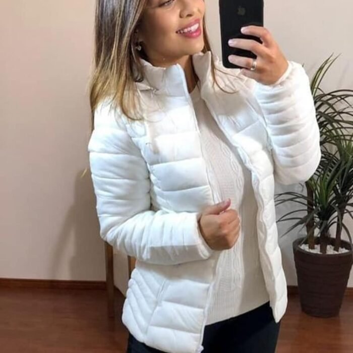 Jaqueta de Inverno Feminino Microfibra Forrada com Capuz - Imagem 1