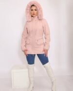 Casaco Parka Lã Batida Jaqueta Feminina Forro e capuz com Pelos - Imagem 2
