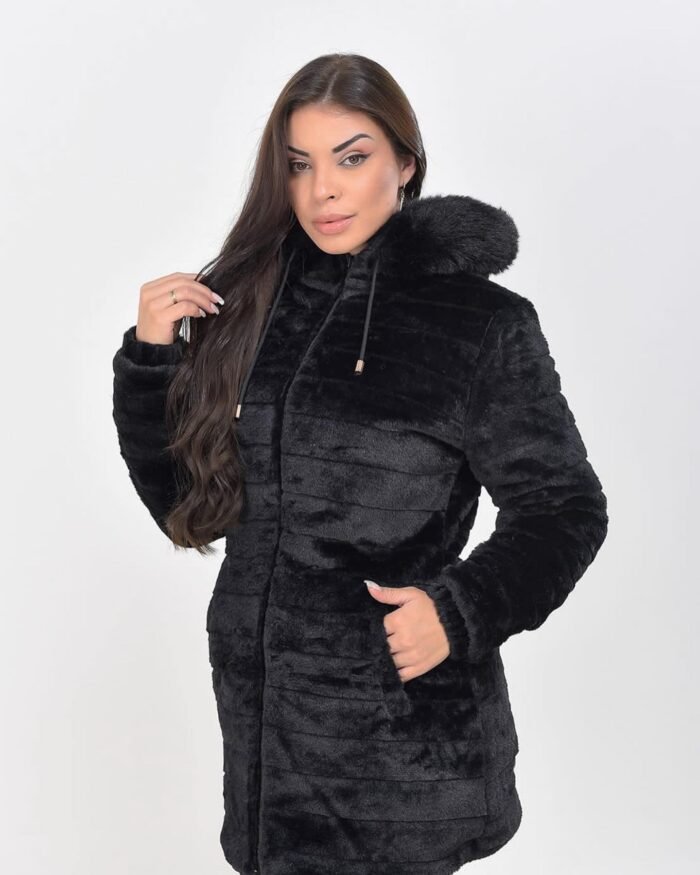 Jaqueta Parka Dupla Face Peluciada Feminina - Imagem 1