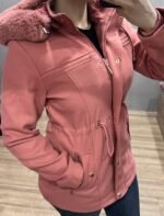 Casaco Parka Lã Batida Jaqueta Feminina Forro e capuz com Pelos - Imagem 4