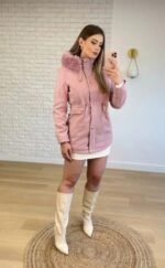 Casaco Parka Lã Batida Jaqueta Feminina Forro e capuz com Pelos - Imagem 3