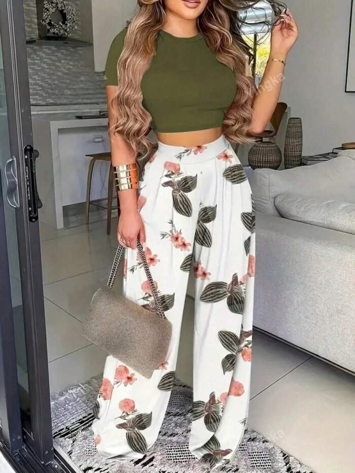 Calça Pantalona Floral - Imagem 1