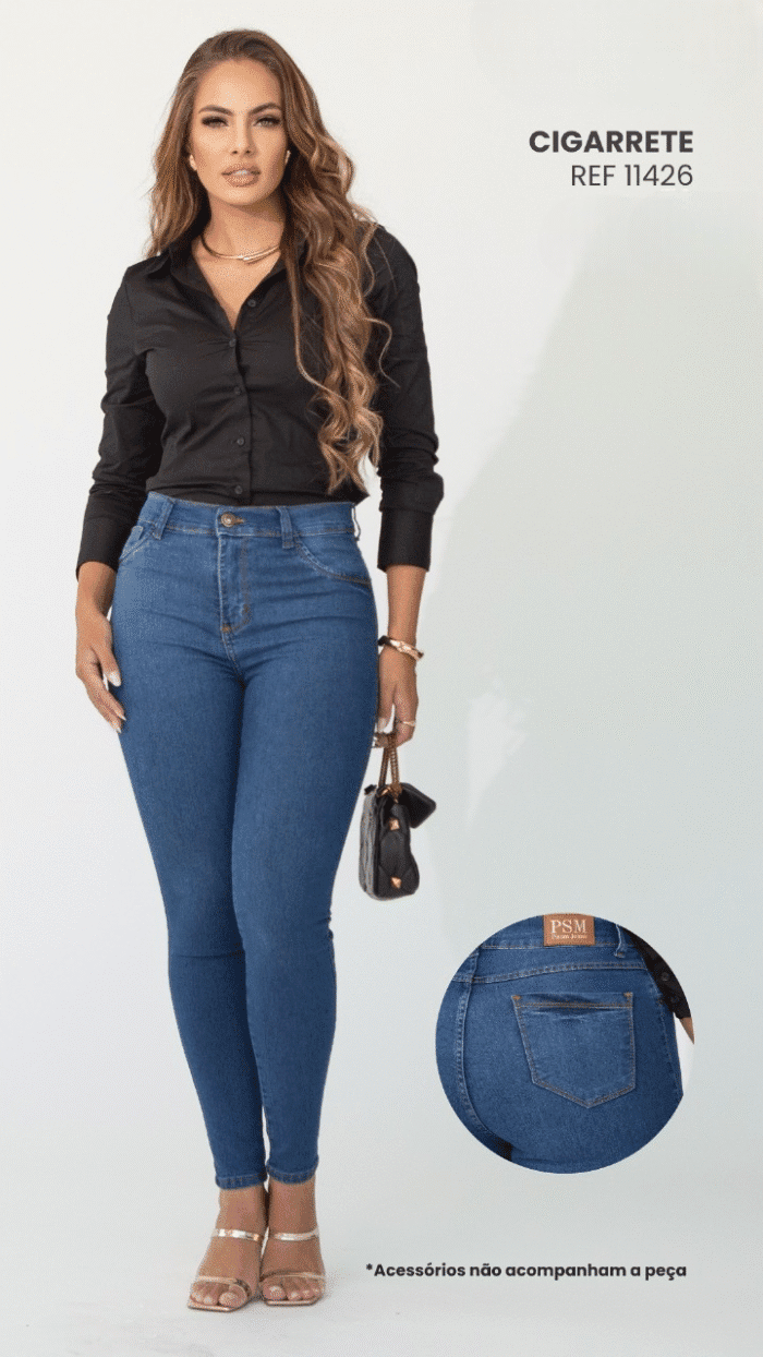 Calça Jeans Feminina Skinny Cintura Alta com Lycra Duce - Imagem 1