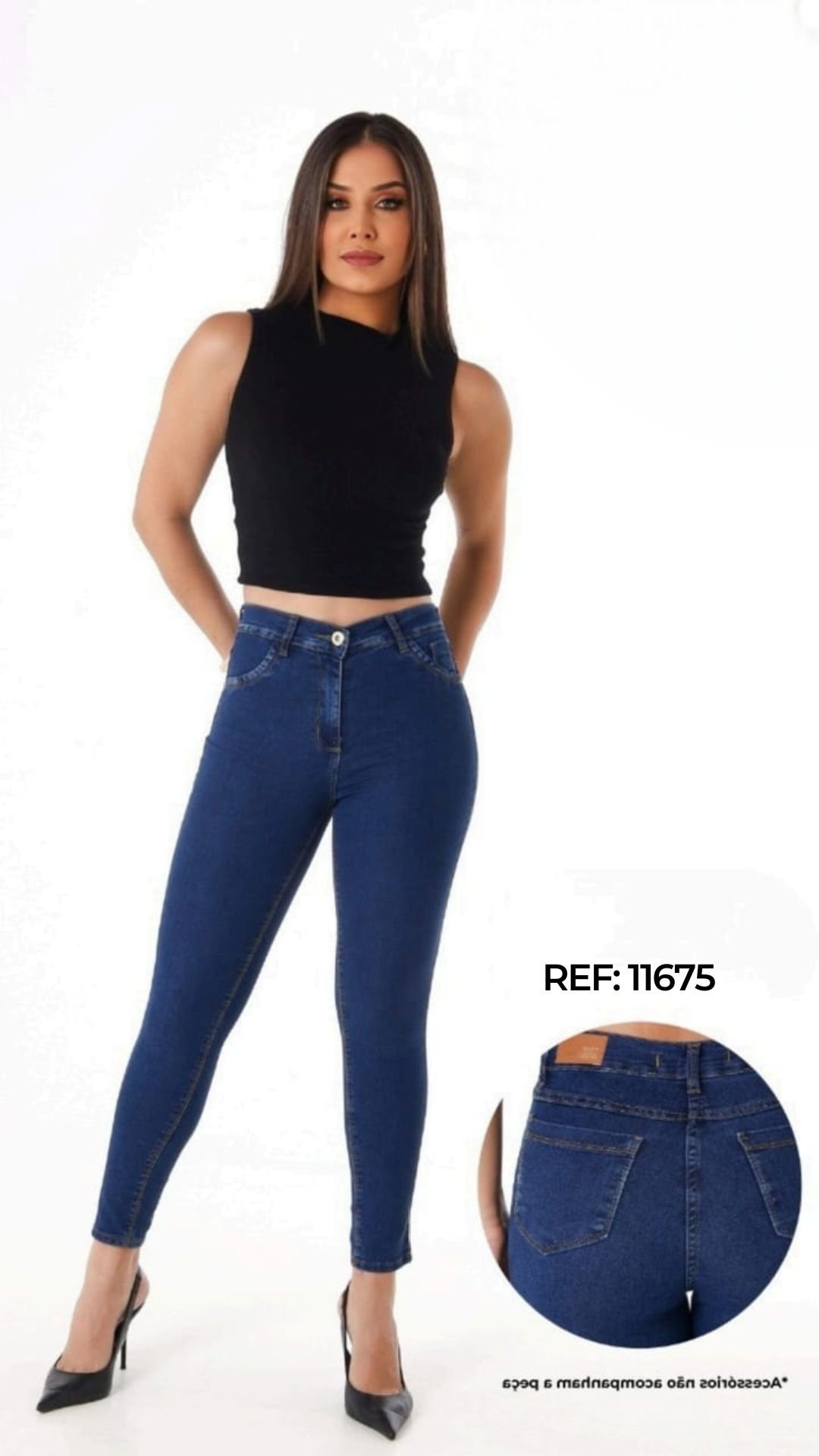 MOLDE DE CALÇA JEANS Calça Jeans Feminina Skinny Cintura Alta com Lycra Lila - Imagem 1