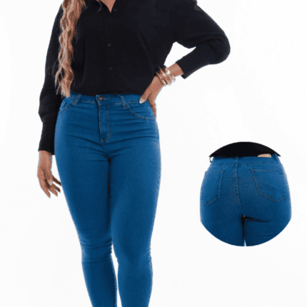 Calça Jeans Feminina Cigarrete Cintura Alta Azul Claro