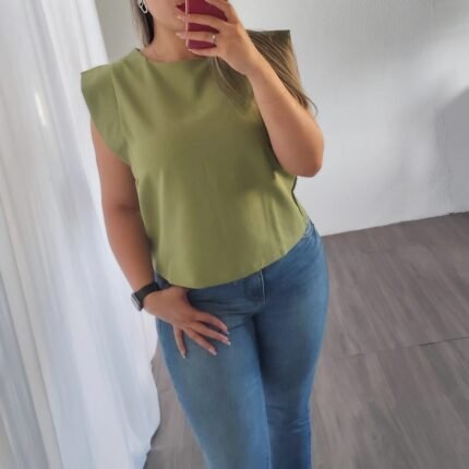 Blusa Feminina Alfaiataria Manga Estruturada