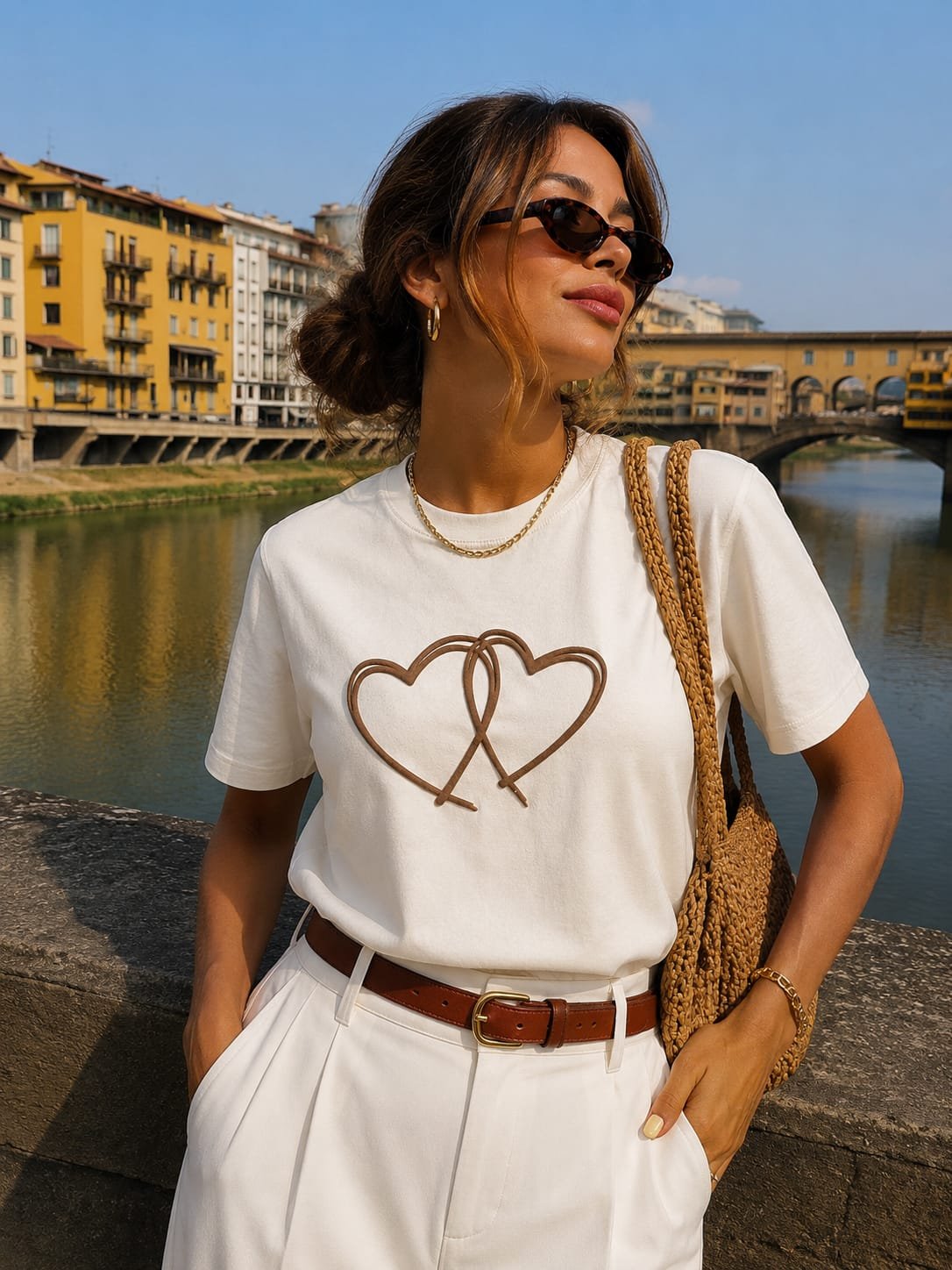 T-Shirt Feminina com Corações em Alto-Relevo - Imagem 2