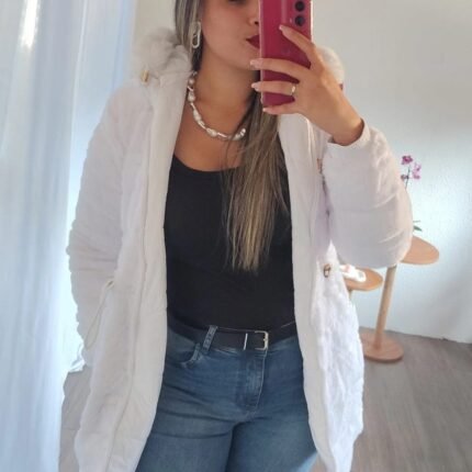 Jaqueta Feminina Dupla Face com Capuz de Pelo